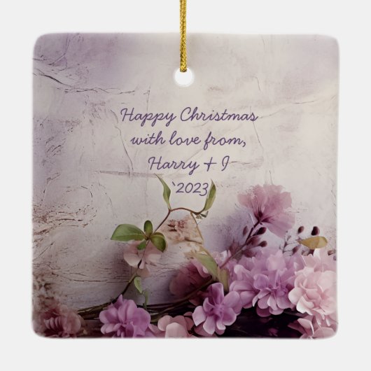 Shabby Chic Custom Familie Foto Kerstmis Keramisch Ornament (Achterkant)