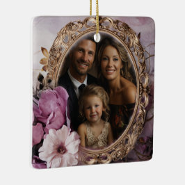 Shabby Chic Custom Familie Foto Kerstmis Keramisch Ornament