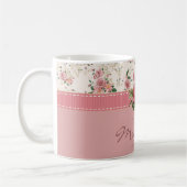 Shabby Chic Custom Name & Monogram Floral Koffiemok (Links)