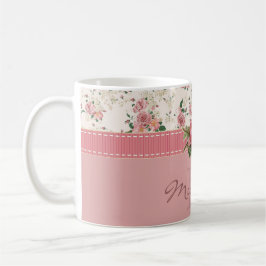 Shabby Chic Custom Name & Monogram Floral Koffiemok