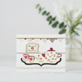 Shabby Chic Cute Tea Party Briefkaart (Staand voorkant)