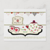 Shabby Chic Cute Tea Party Briefkaart (Voorkant)