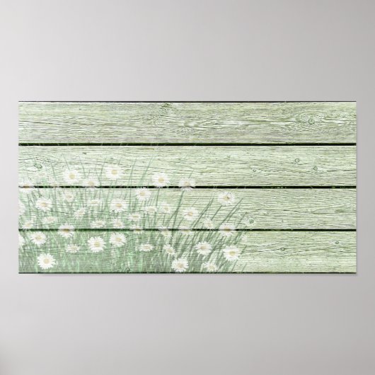  Shabby Chic Daises op hout Poster (Voorkant)