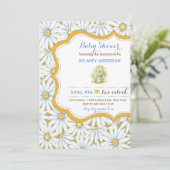Shabby Chic Daisy Bloemen Baby shower Uitnodiging (Staand voorkant)
