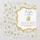 Shabby Chic Daisy Floral Birthday Party Invitation Kaart (Voorkant / Achterkant)