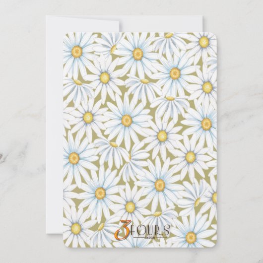 Shabby Chic Daisy Floral Birthday Party Invitation Kaart (Achterkant)