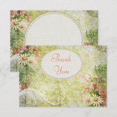 Shabby Chic Daisy & Wildbloemen Hartelijk dank Bedankkaart (Voorkant / Achterkant)