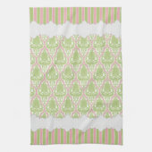 Shabby Chic Damask Green & Roze Tea Theedoek (Verticaal)
