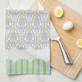 Shabby Chic Damask Lila & Green Tea Theedoek (Quarter Fold)