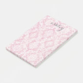 Shabby Chic Damask Pattern Pastel Pink Grey Name Post-it® Notes (Schuin)