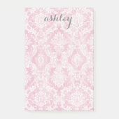 Shabby Chic Damask Pattern Pastel Pink Grey Name Post-it® Notes (Voorkant)