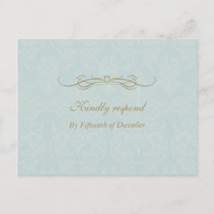 Shabby Chic Damask Pattern Wedding RSVP Uitnodiging Briefkaart
