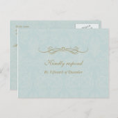 Shabby Chic  Damask Pattern Wedding RSVP Uitnodiging Briefkaart (Voorkant / Achterkant)