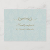 Shabby Chic  Damask Pattern Wedding RSVP Uitnodiging Briefkaart (Voorkant)