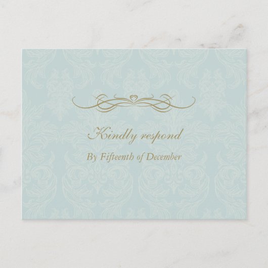 Shabby Chic  Damask Pattern Wedding RSVP Uitnodiging Briefkaart (Voorkant)