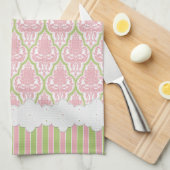 Shabby Chic Damask Pink & Green Tea Theedoek (Quarter Fold)
