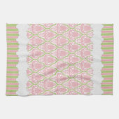 Shabby Chic Damask Pink & Green Tea Theedoek (Horizontaal)