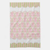 Shabby Chic Damask Pink & Green Tea Theedoek (Verticaal)
