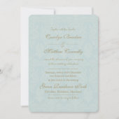 Shabby Chic Damask Vintage bruiloft uitnodiging (Voorkant)