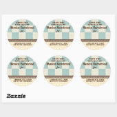 Shabby chic dambord uit de keuken van voedsel ronde sticker (Vel)