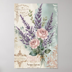  Shabby Chic Decoupage Franse Rozen Art Poster