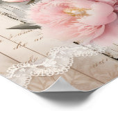  Shabby Chic Decoupage Pioenenmuurkunst Poster (Hoek)