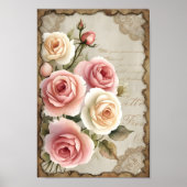  Shabby Chic Decoupage Rozen Wall Art Poster (Voorkant)
