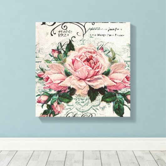 shabby chic, decoupage, victorian, french chic, pa canvas afdruk (Insitu (Houten vloer))
