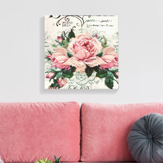 shabby chic, decoupage, victorian, french chic, pa canvas afdruk (Insitu (Woonkamer))
