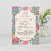  Shabby Chic Douche Uitnodiging, Baby Bridal Kaart (Staand voorkant)