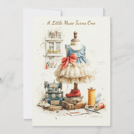 Shabby Chic Dress & Couture Studio 1e verjaardag Kaart (Voorkant)