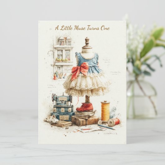 Shabby Chic Dress & Couture Studio 1e verjaardag Kaart (Staand voorkant)