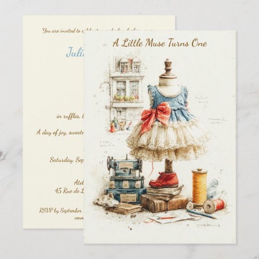 Shabby Chic Dress & Couture Studio 1e verjaardag Kaart (Voorkant / Achterkant)
