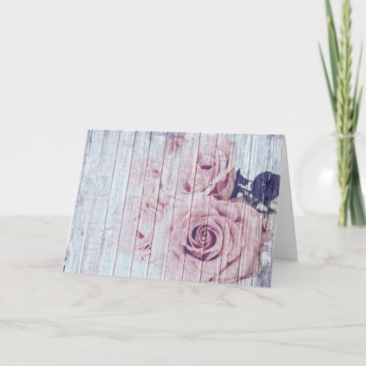  Shabby Chic Dusky Roses op blauw hout Kaart (Voorkant)