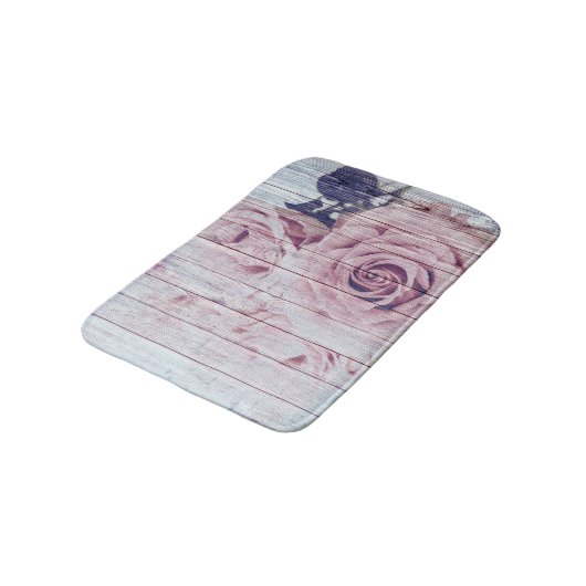 Shabby Chic Dusky roze rozen op hout Badmat (Gekanteld)