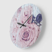  Shabby Chic Dusky roze rozen op hout Grote Klok (Hoek)