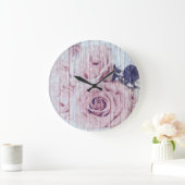  Shabby Chic Dusky roze rozen op hout Grote Klok (Huis)