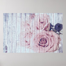  Shabby Chic Dusky Rozen op Blauw Hout