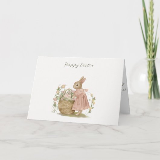 Shabby Chic Easter Rabbit Feestdagen Kaart (Voorkant)
