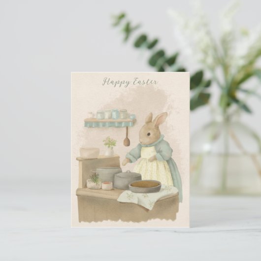 Shabby Chic Easter Rabbit Holiday Kaart (Staand voorkant)