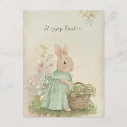 Shabby Chic Easter Rabbit Holiday Kaart (Voorkant)