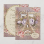 Shabby Chic Eiffel Tower Floral Baby shower Kaart (Voorkant / Achterkant)