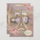 Shabby Chic Eiffel Tower Floral Sweet 16 Kaart (Voorkant / Achterkant)