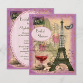 Shabby Chic Eiffel Tower & Red Wine Vrijgezellenfe Kaart (Voorkant / Achterkant)
