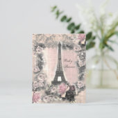 Shabby Chic Eiffel Tower & Roos Baby shower Kaart (Staand voorkant)