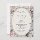 Shabby Chic Eiffel Tower & Roos Baby shower Kaart (Achterkant)