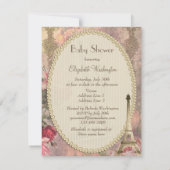 Shabby Chic Eiffel Tower & Roos Baby shower Kaart (Achterkant)