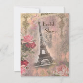 Shabby Chic Eiffel Tower & Roos Vrijgezellenfeest Kaart (Voorkant)