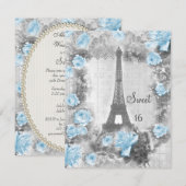 Shabby Chic Eiffel Tower & Rozen Sweet 16 Kaart (Voorkant / Achterkant)