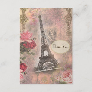 Shabby Chic Eiffel Tower & Rozen Weddenschap Harte Bedankkaart